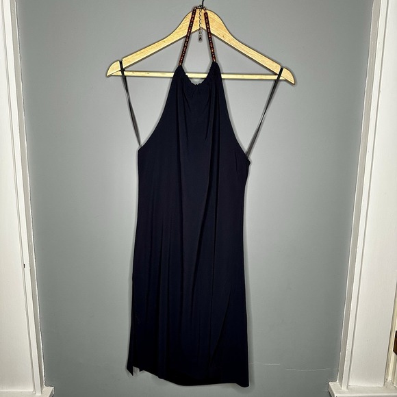 Ellen Tracy Womens Dress Halter Beaded Neck Navy Blue Size 10‎ New with Tags - Picture 1 of 7